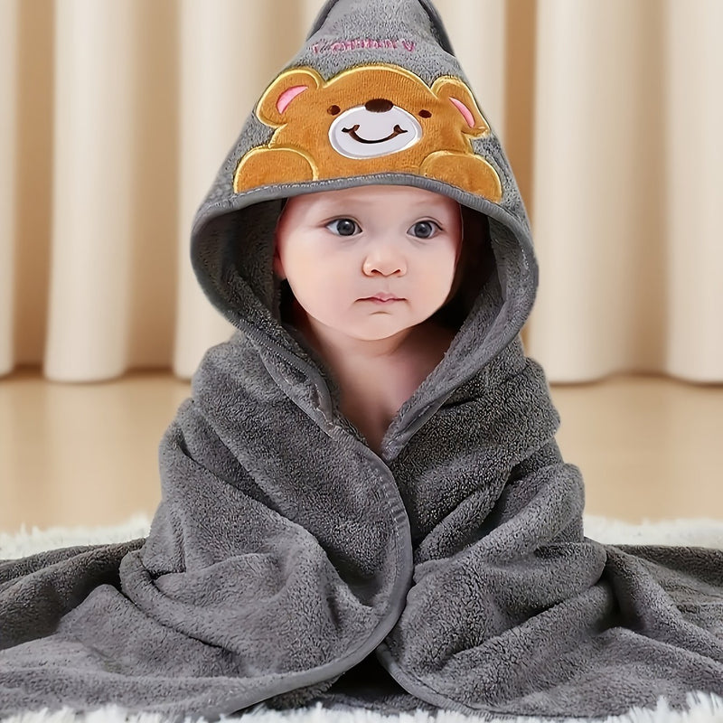 Cute Baby Bathrobe, Highly Absorbent, Quick-Drying, with a Hood.
