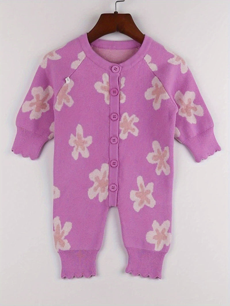 Infant and Toddler Autumn/Winter Jacquard Flower Soft Knit.