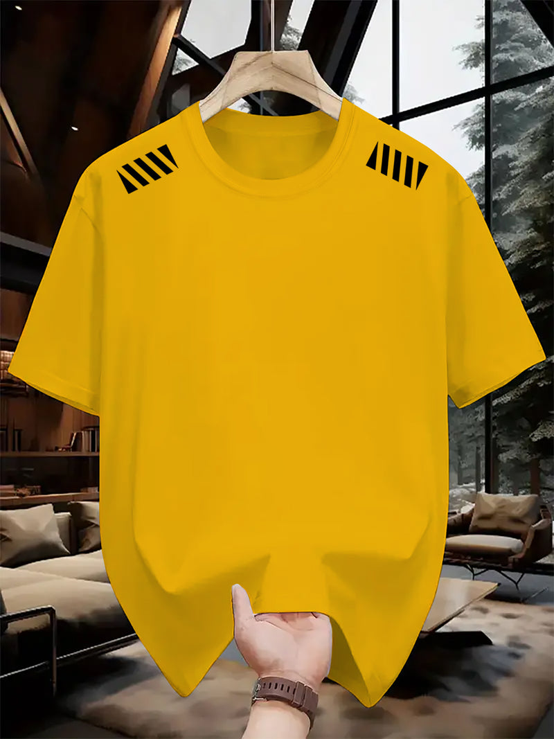 1pc Striped Print Men's Crew Neck Short Sleeve T-Shirt.