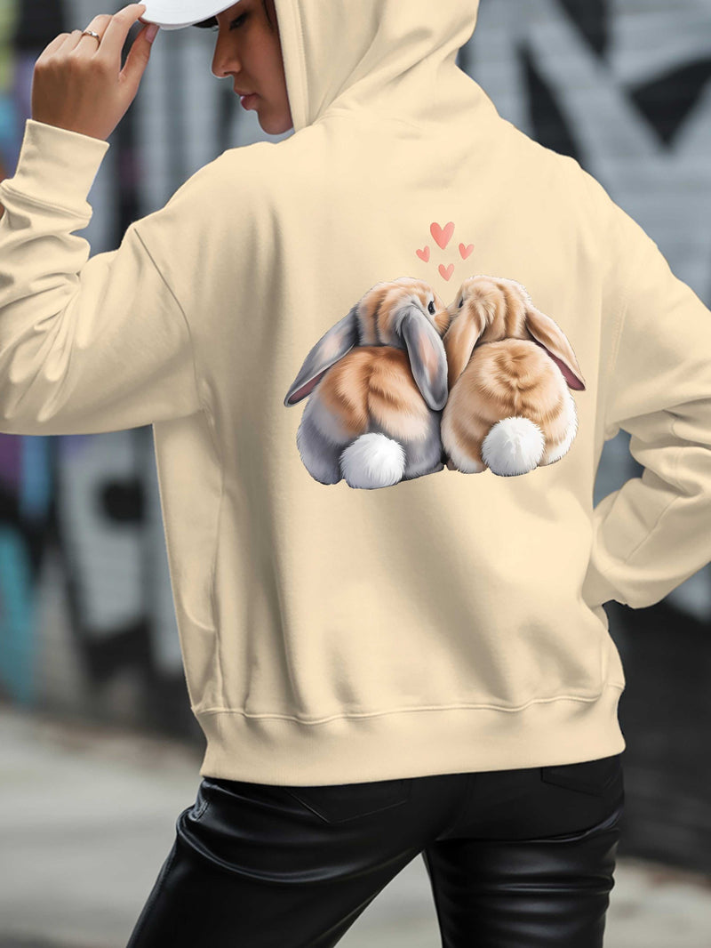 Cute Rabbit Back Women's casual sweatshirt back printed fashionable.