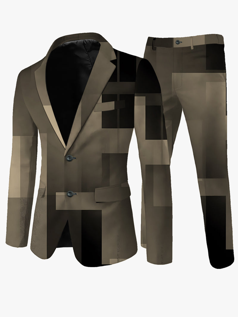 Men'S Suit Set with Digital Print, Featuring a Stylish Blazer And Trousers.