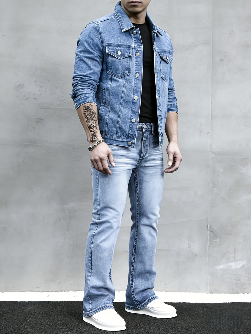 Men's Light Blue Washed Denim 2pcs Set.