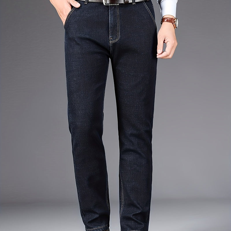 Jeans for Men's business straight stretch pants.