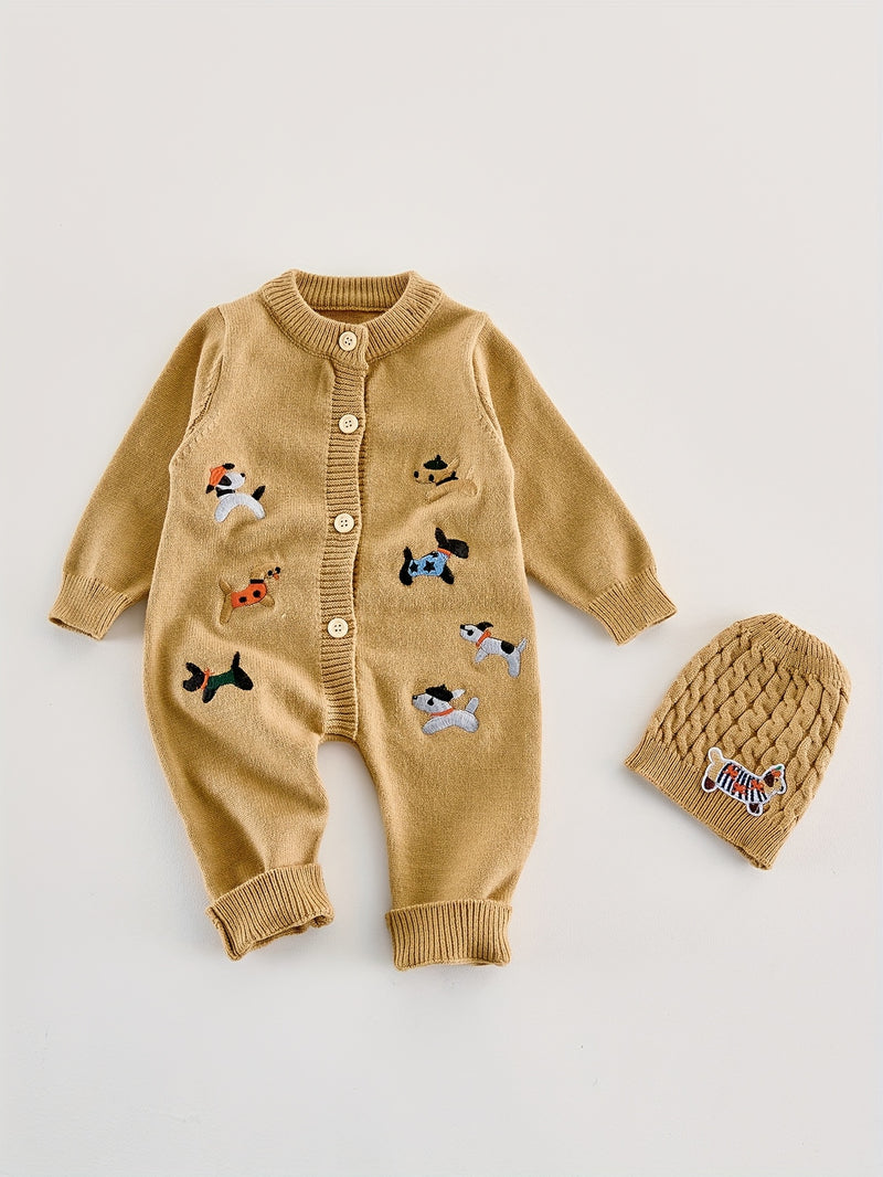 Autumn And Winter Baby Knitted Long-Sleeved Crawling Suit for Boys And Girls.