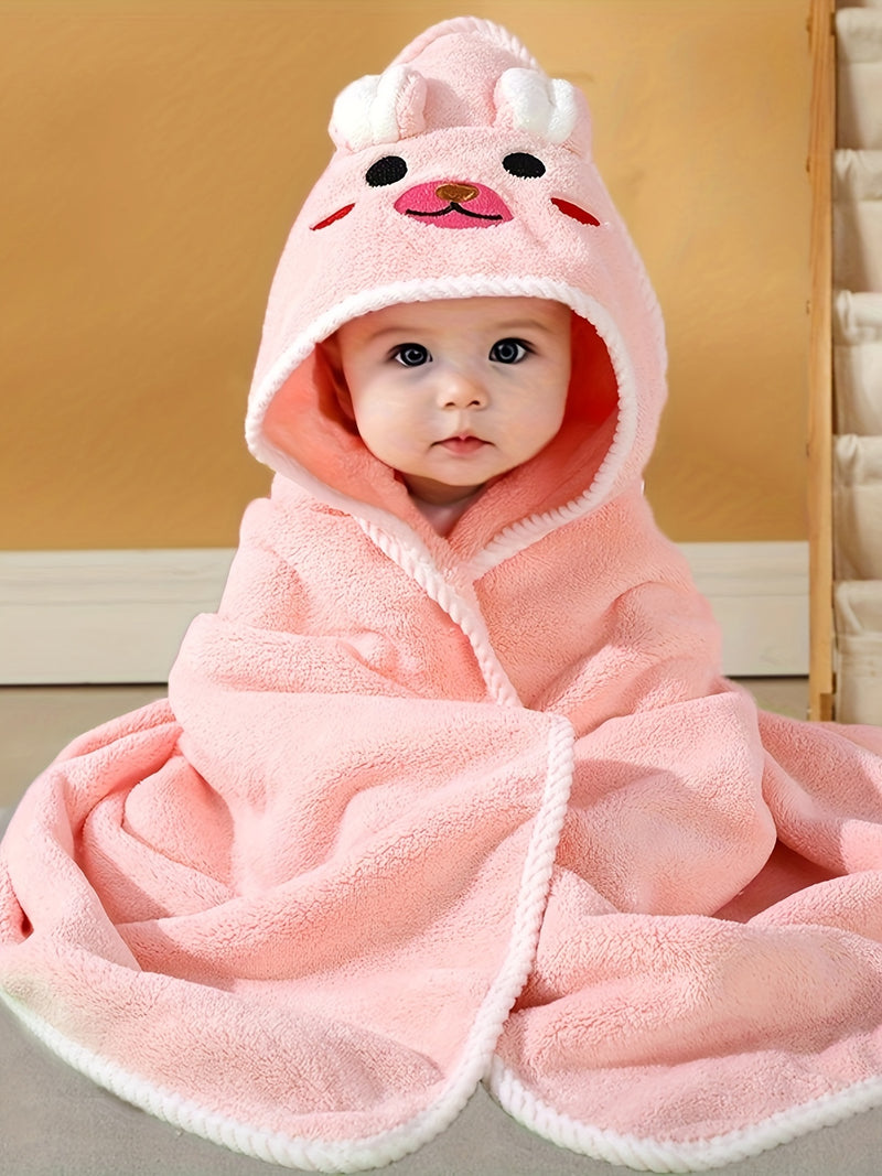 Baby's Animal Pattern Hooded Bathrobe, Multi-functional & Highly Absorbent.
