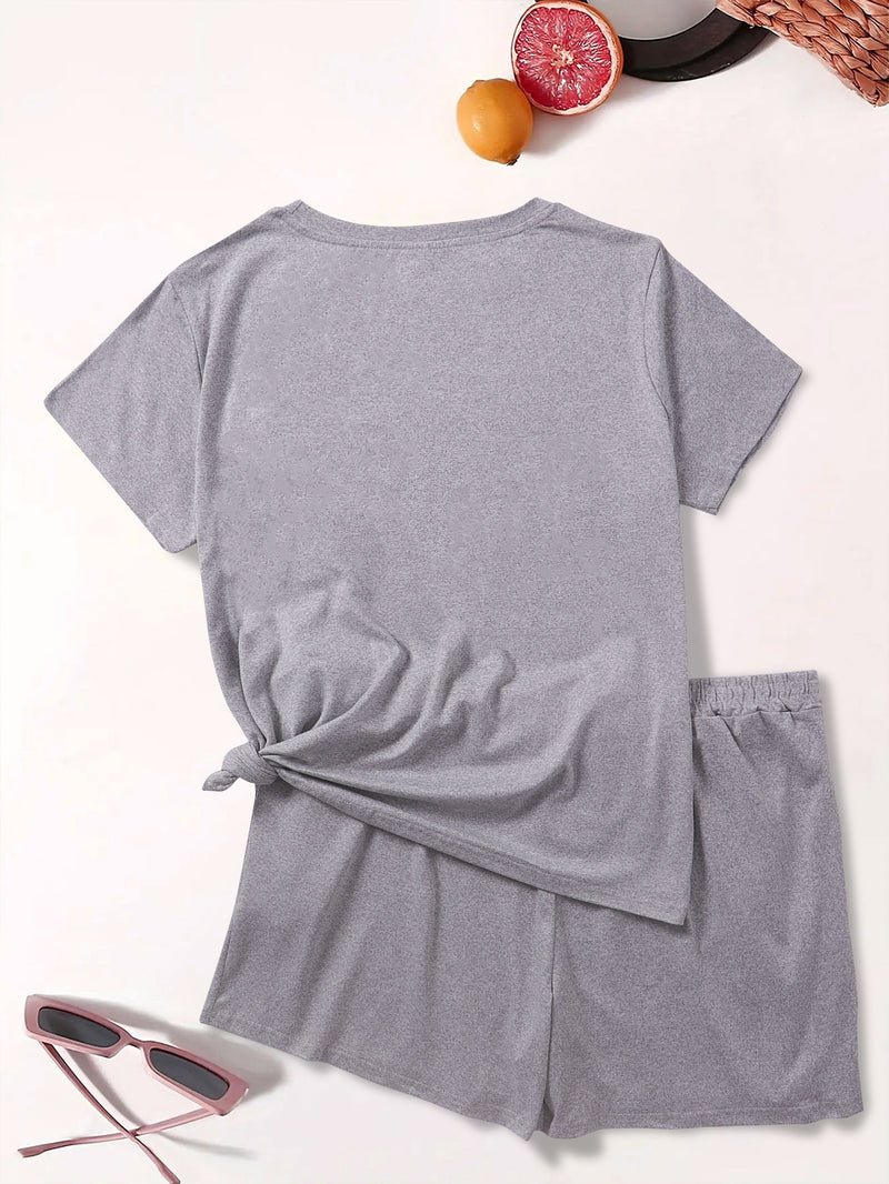Women's Casual and Versatile T-shirt and Shorts Set.