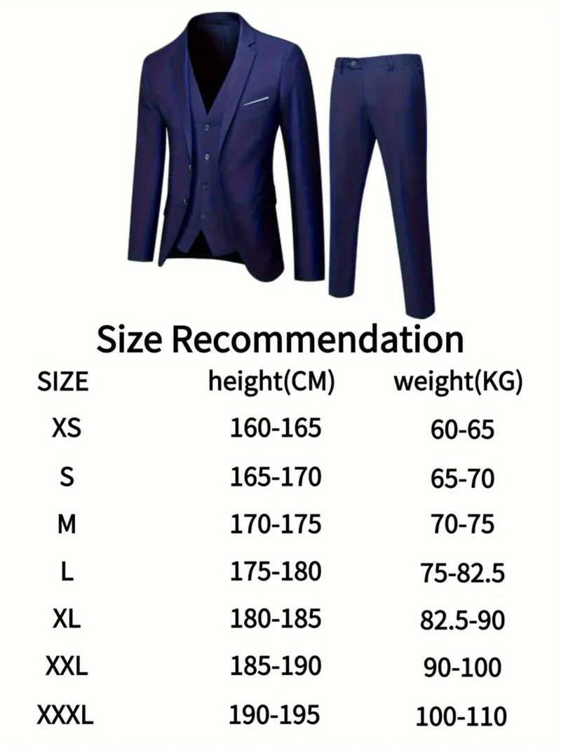 Men's 2pcs Suit Set: Jacket and Trousers, Single-Breasted with Two Buttons.