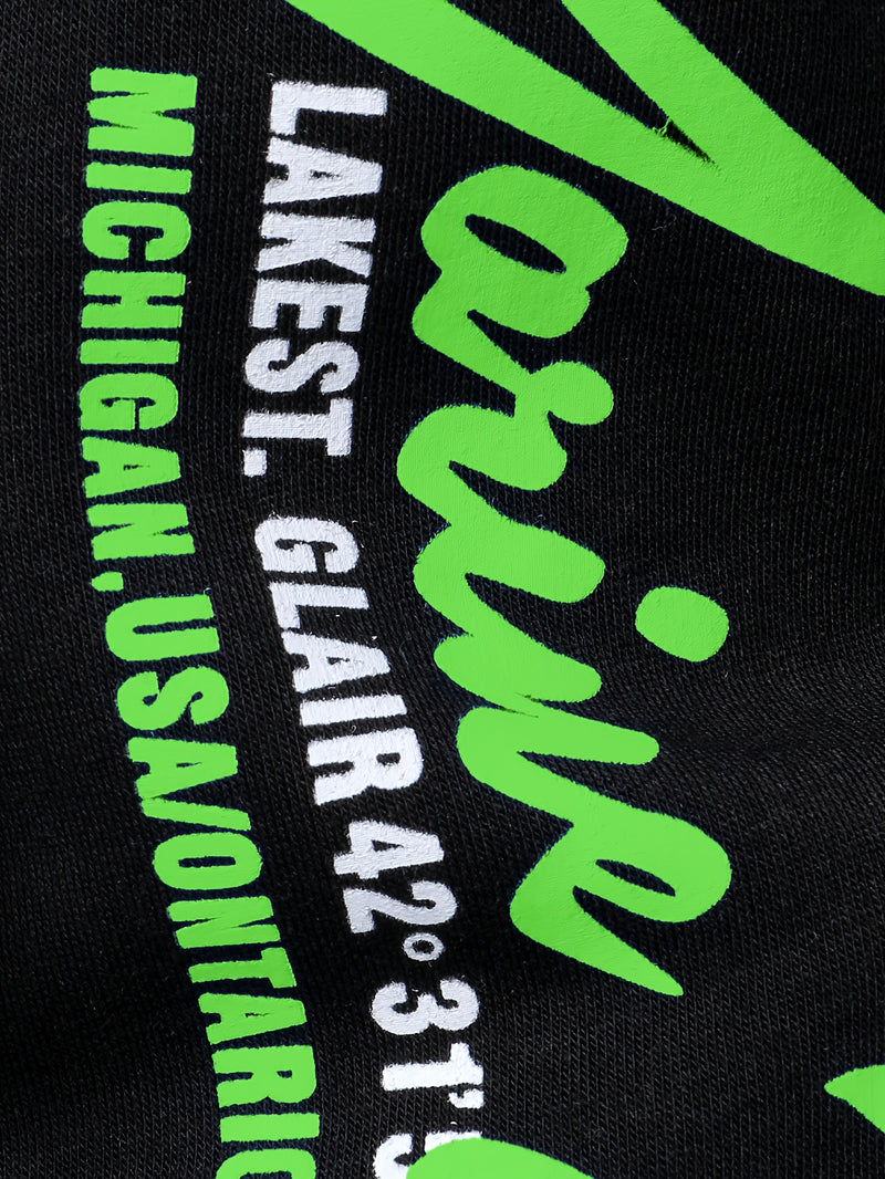 Men's Hiphop Outfit, Letter Print Long Sleeve Full-Zip Casual Jacket And Loose Jogger Pants.