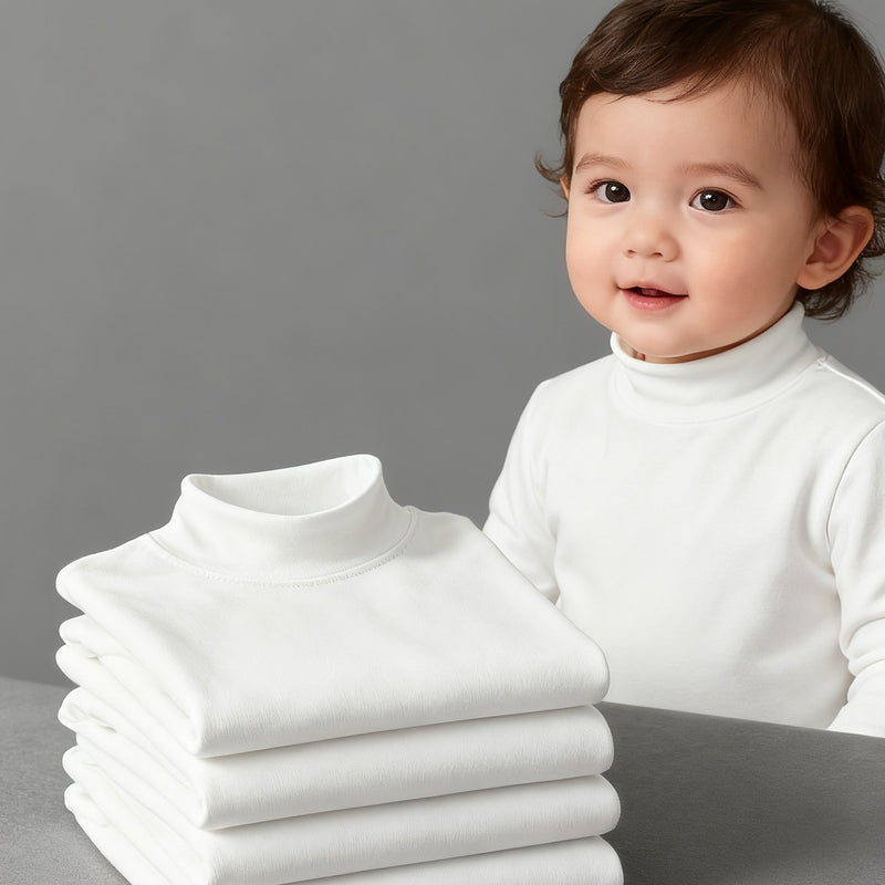 4pcs Autumn/Winter Long-Sleeve Stand Collar T-Shirts for Boys and Girls.