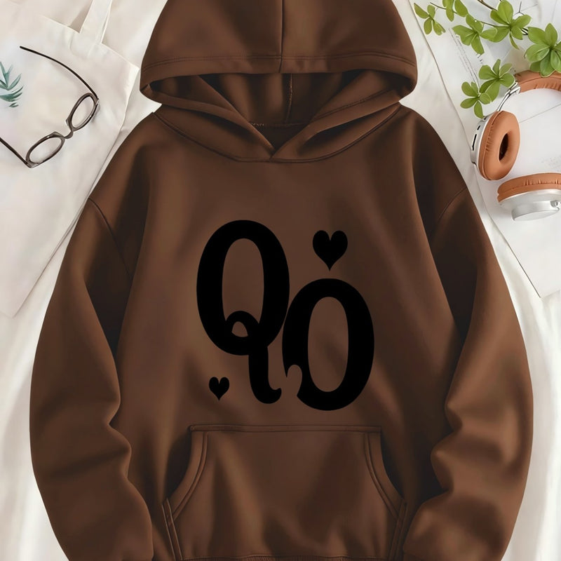 Black Letter Print Pattern on Sweatshirt.