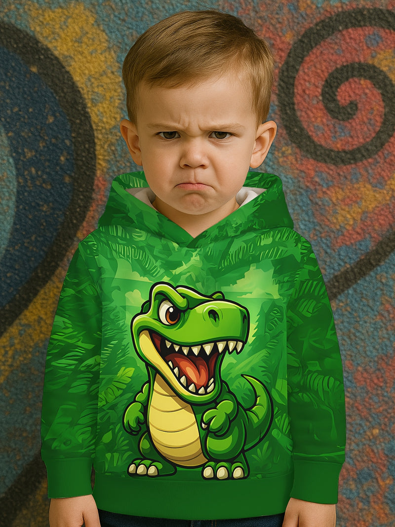 Cute 3D Dinosaur Hoodie for Toddlers  Bright Green Dino.