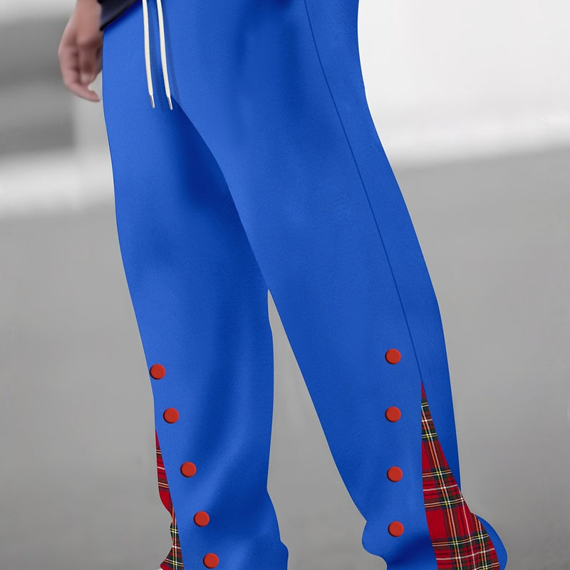 Men's Cuffed Button-tab Trousers, Stylish Sport Casual Pants.