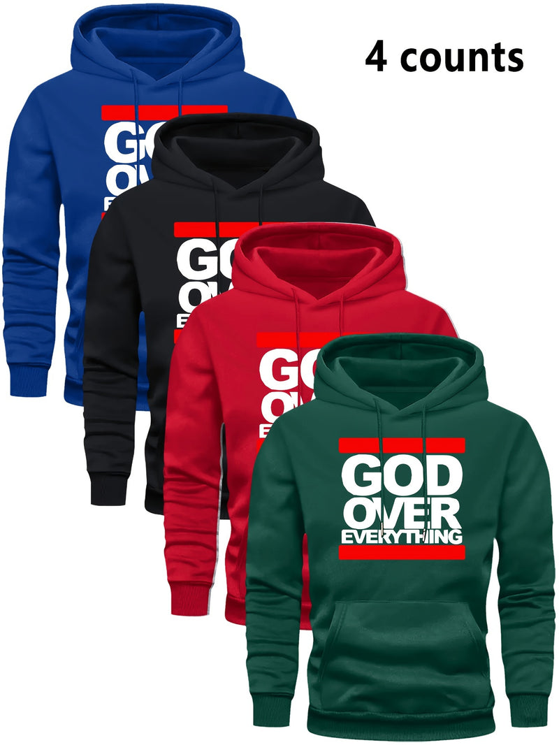 4 Counts Hooded Sweatshirt Fleece Men's Casual Versatile Fashion.
