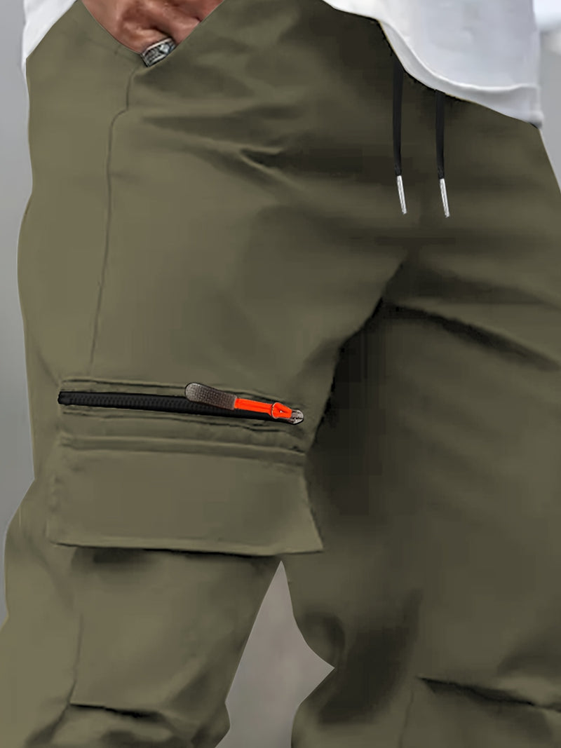 Men's Casual Cargo Pants with Multiple Pockets.