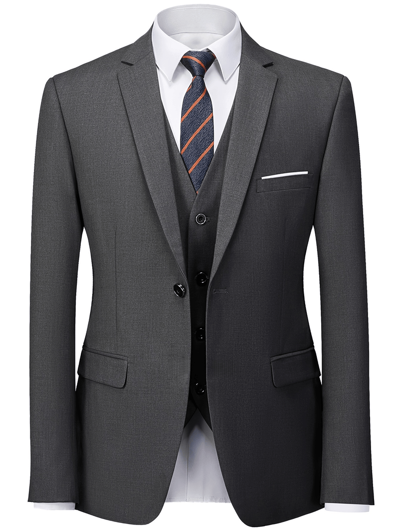 Men's 3pcs Suit- Slim Fit Tuxedo Set for Weddings& Formal Occasions.