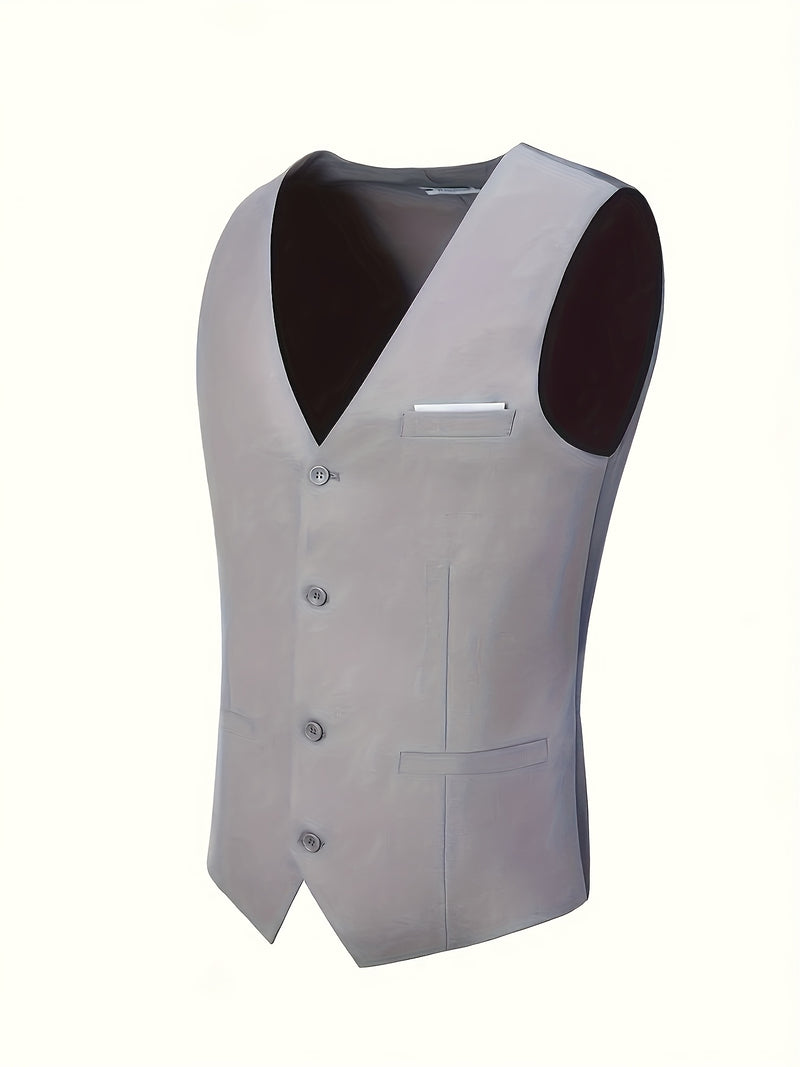Men's High-End 3pcs Suit Set, Plus Size Men's Suit Set with Pants and Vest.