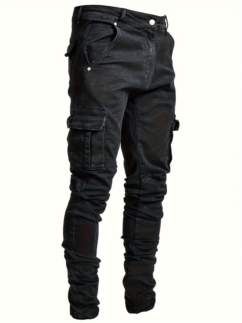 Men’s Fashionable Casual Mid-Rise Denim Work Pants.