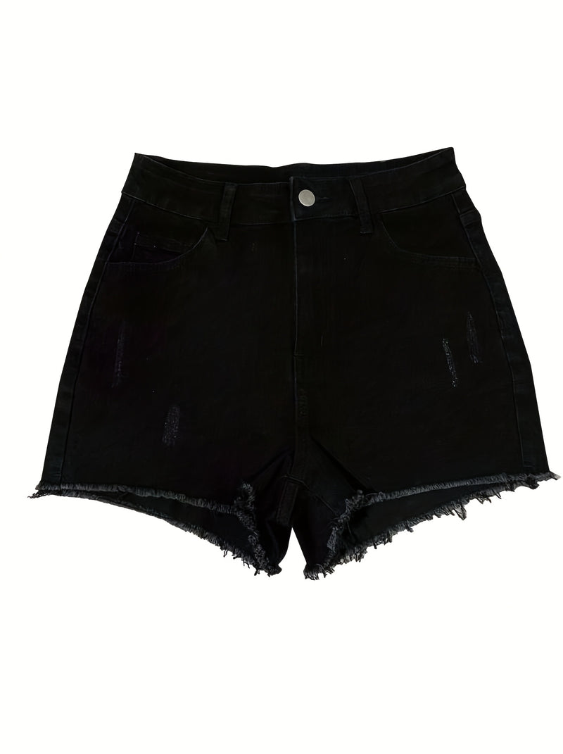 Solid Color Fashion Denim Shorts Casual.
