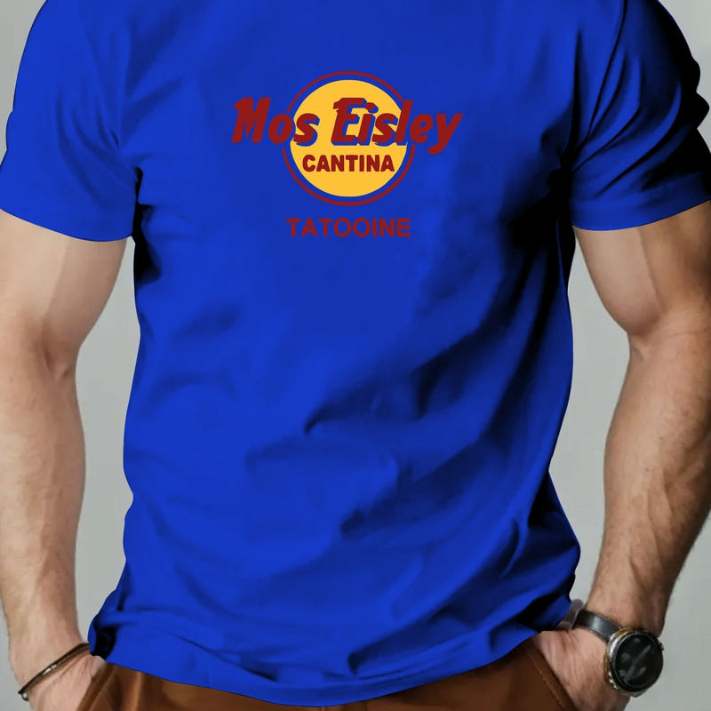 Men's Mos Eisley Cantina Logo Pattern Summer Casual Short-Sleeve T-Shirt.