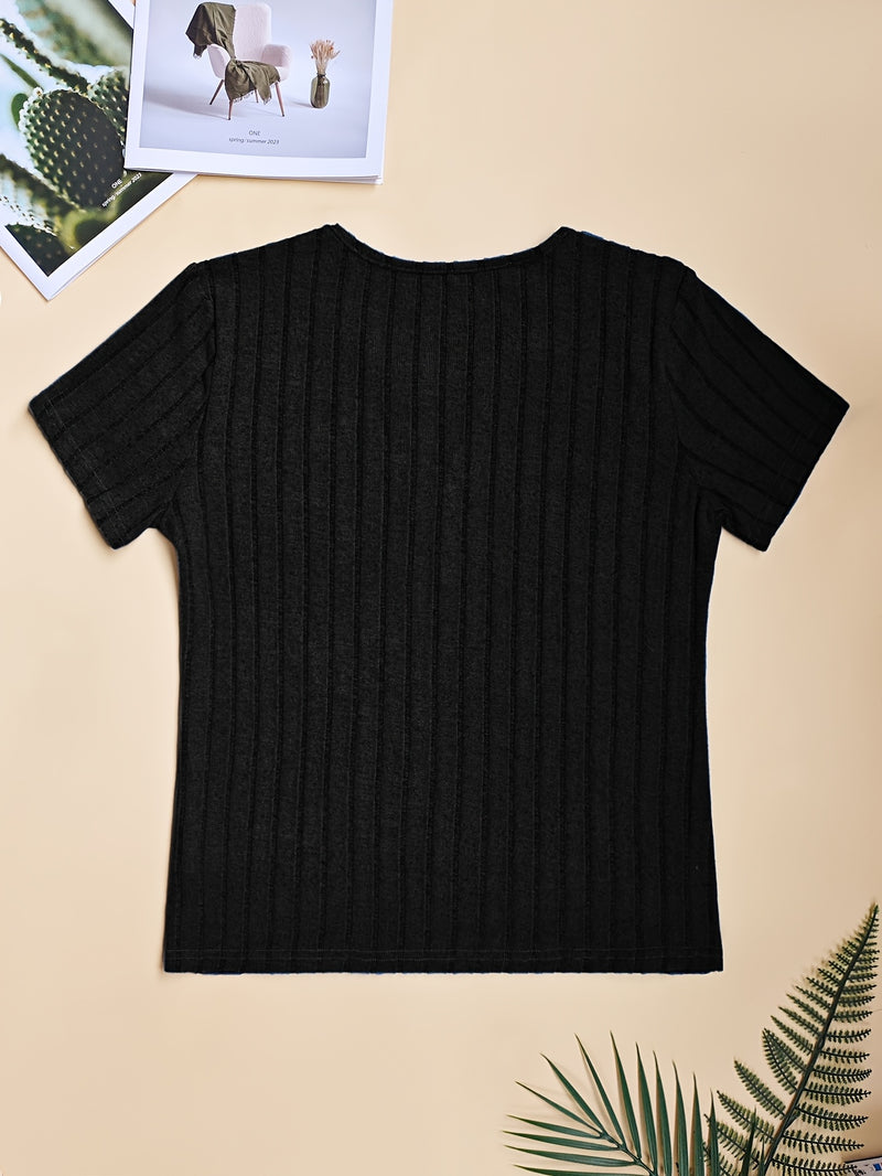 3pcs Women's Elegant V-Neck Short Sleeve Blouses.