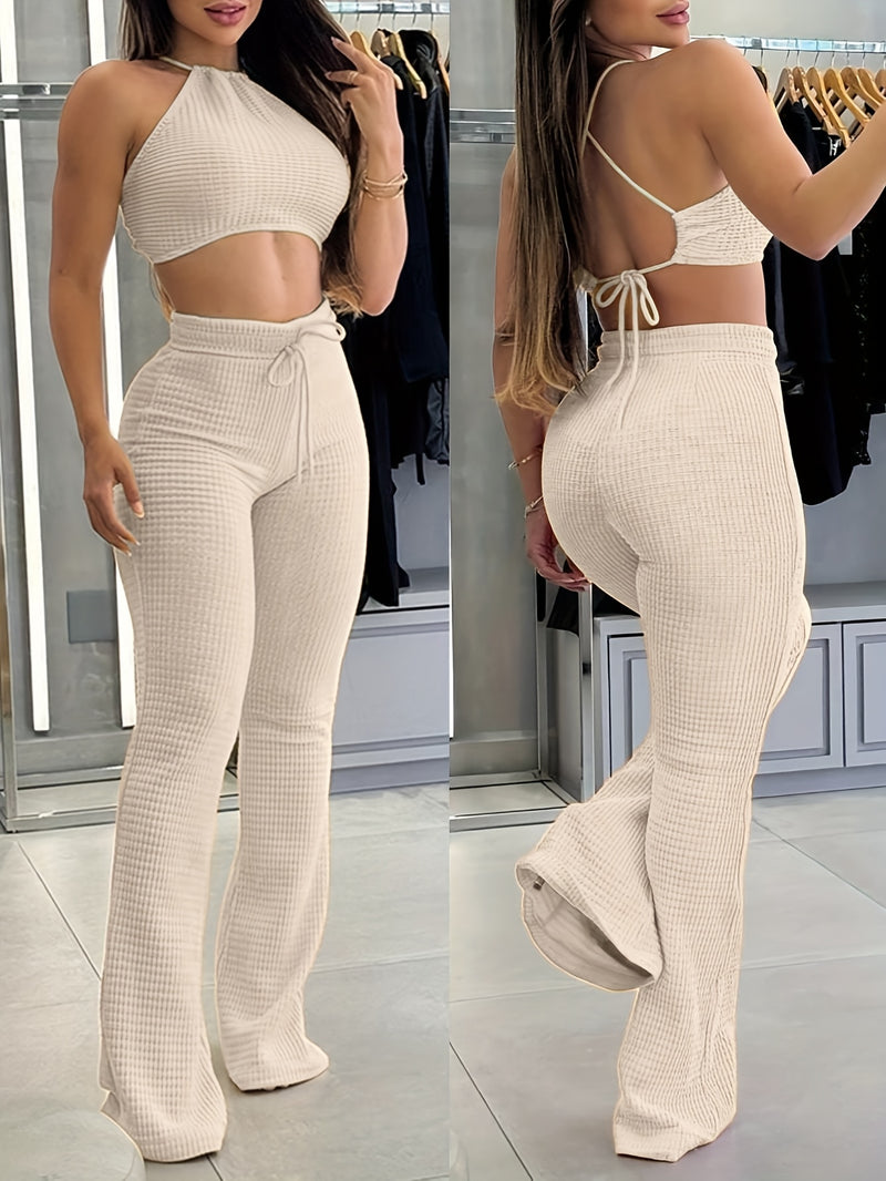 Women’s Yudomi Directional Casual Vacation Tank Top and Flare Pants.