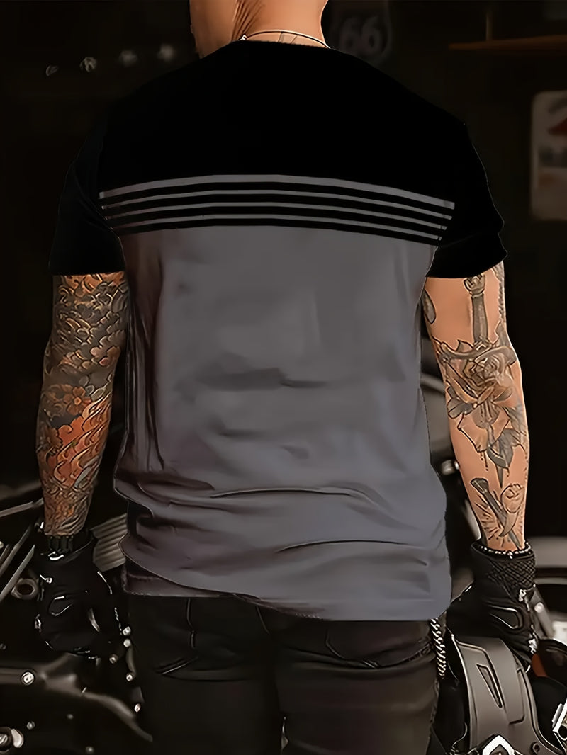 3pcs Men's Striped Short Sleeve T-Shirts.