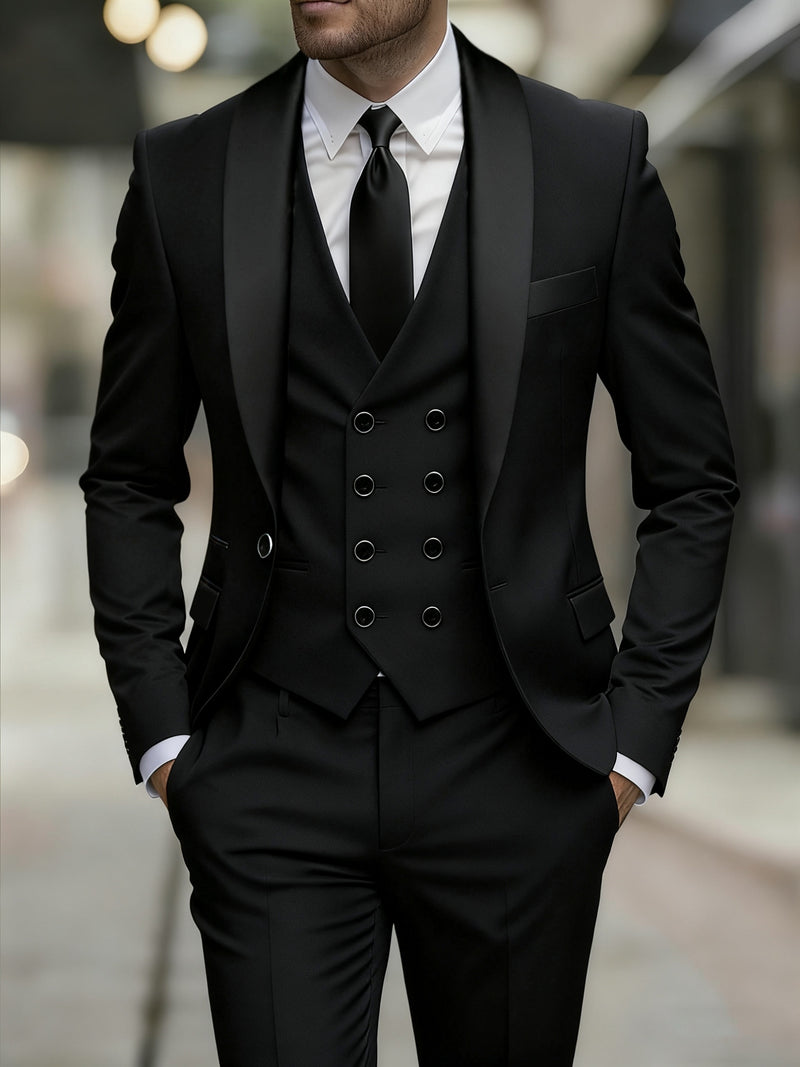 Business Style Men's 3pcs Suit Set with Suit.