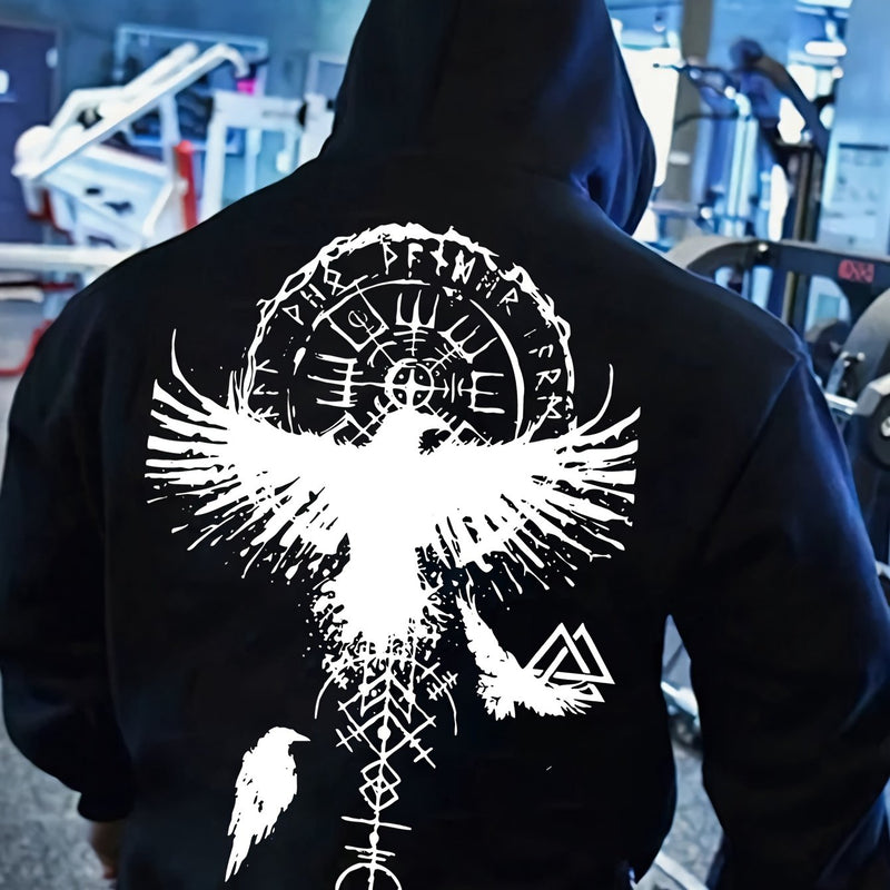 Men's Autumn/Winter Eagle Print Hooded Sweatshirt.