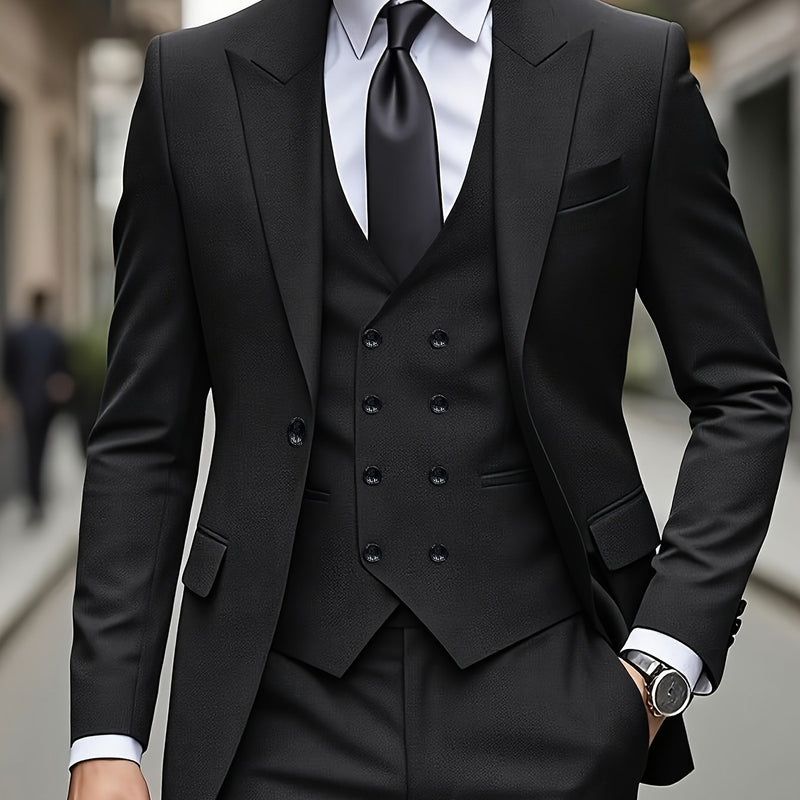 Men's Classic One-Button Suit - 3pcs Suit.