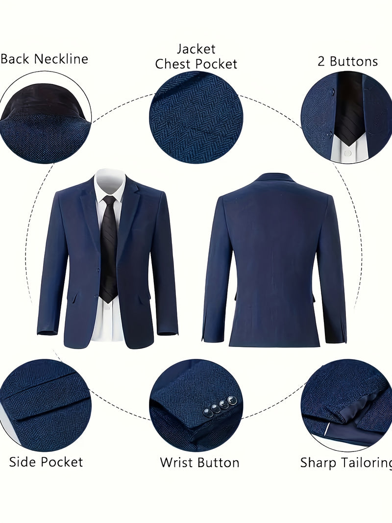 Men's Three-piece Suit Set, Including a Vest, Trousers.