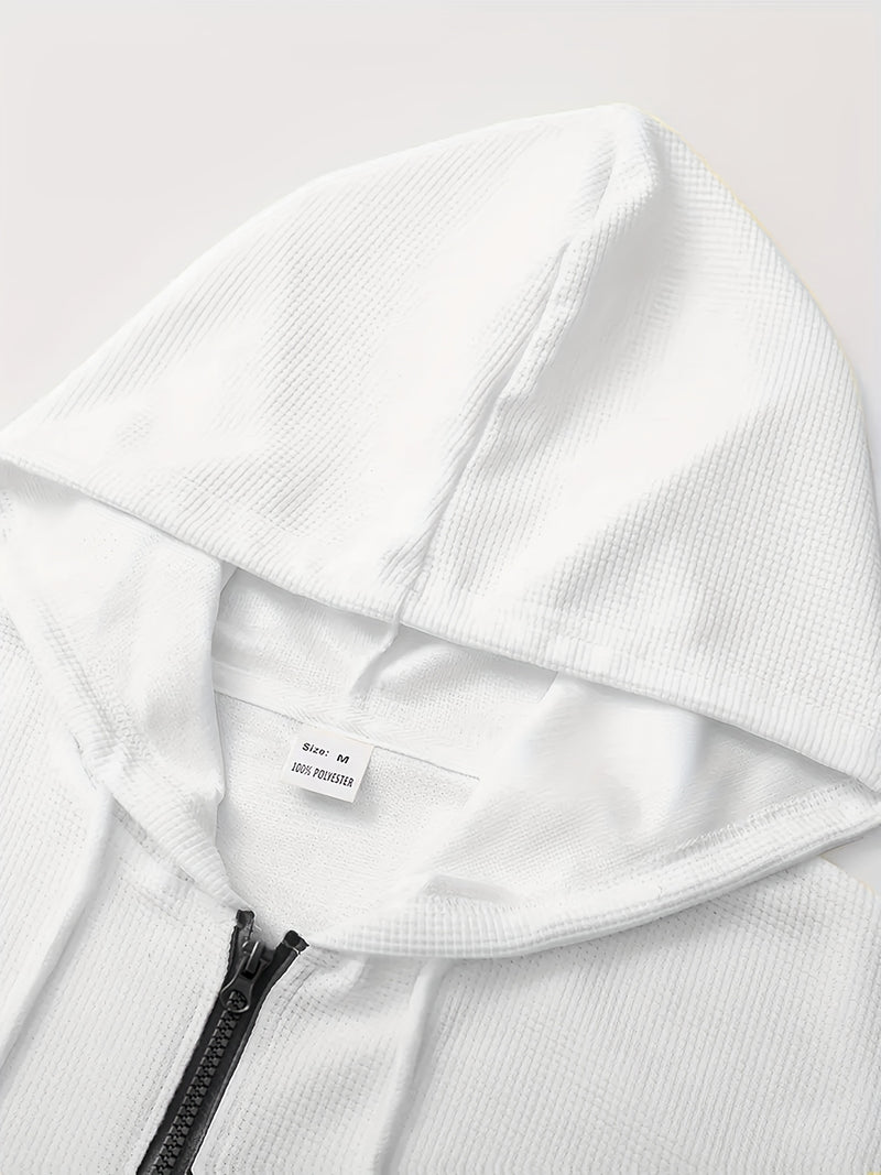 Men's Casual Sports Set Hooded Zipper Design.