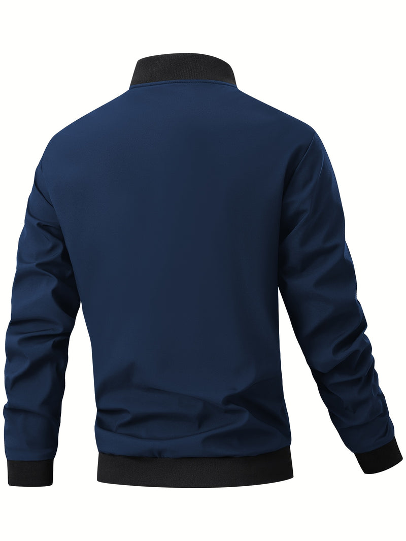 Men'S Casual Bomber Jacket | Spring-Autumn, Non-Stretch, Baseball Collar.