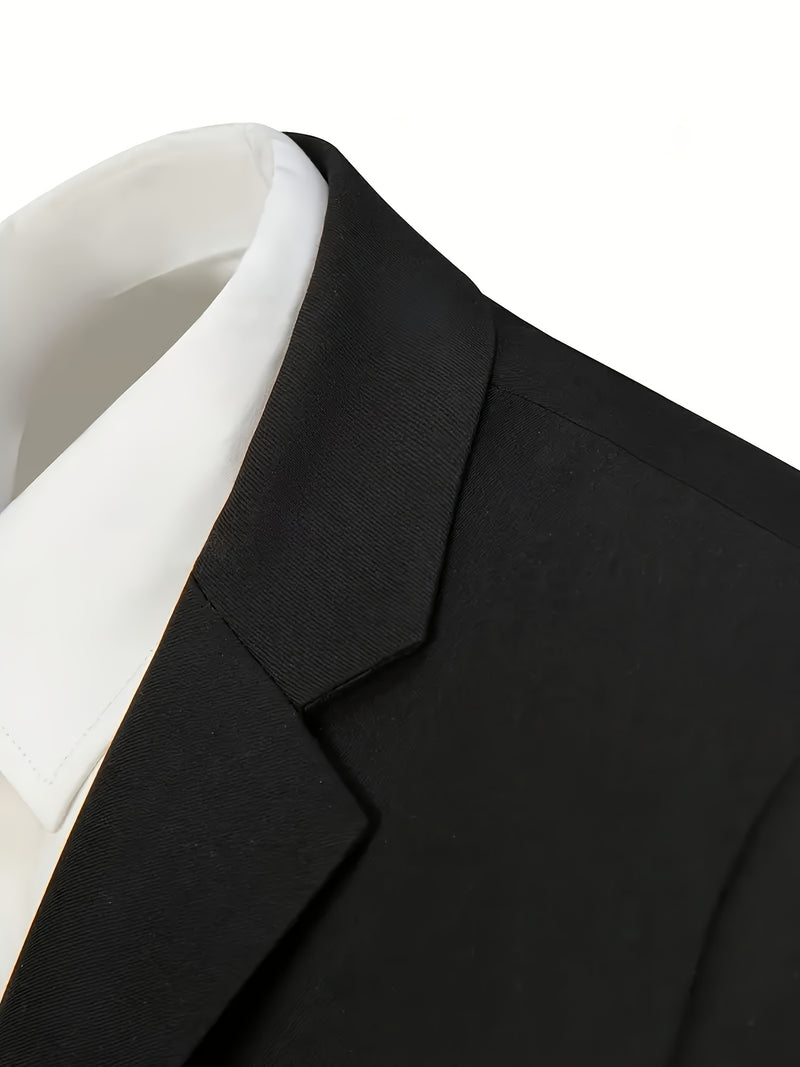 Men'S Single-Breasted Double-Button Business Suit with Notch Lape.
