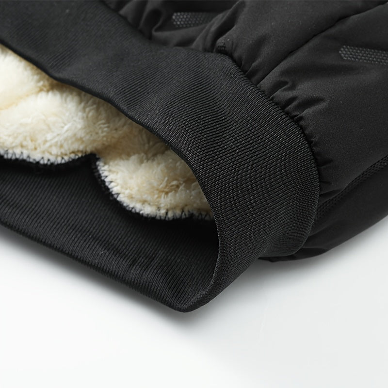 Men's Hooded Jacket, Autumn/Winter Fleece-Lined Warm Padded Coat.