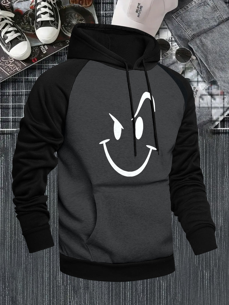 Men's Hooded Sweatshirt with Color Block Design.