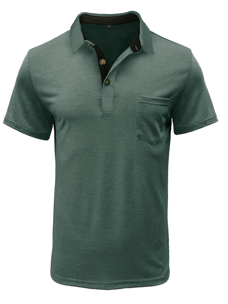 Men's Plaid Collar Pocket T-shirt.