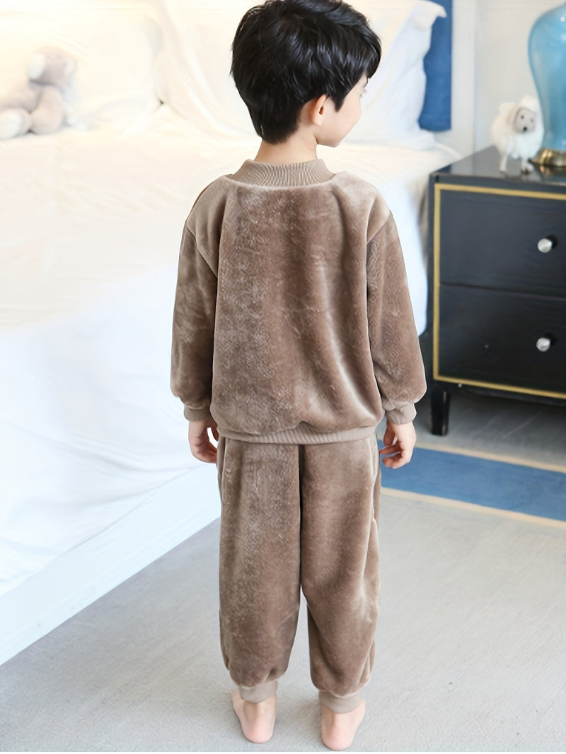 Coral Fleece Set with Fashionable Embroidery.