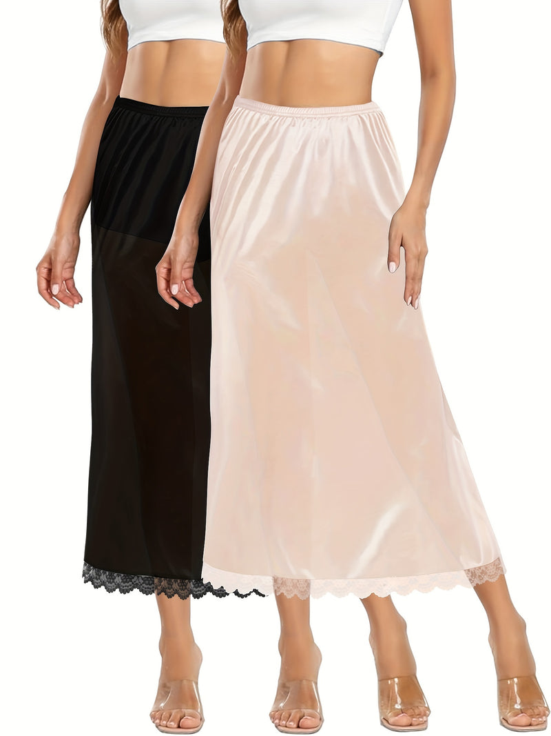 Women's Two-Piece Set Featuring an Exquisite Lace-Trimmed Skirt.
