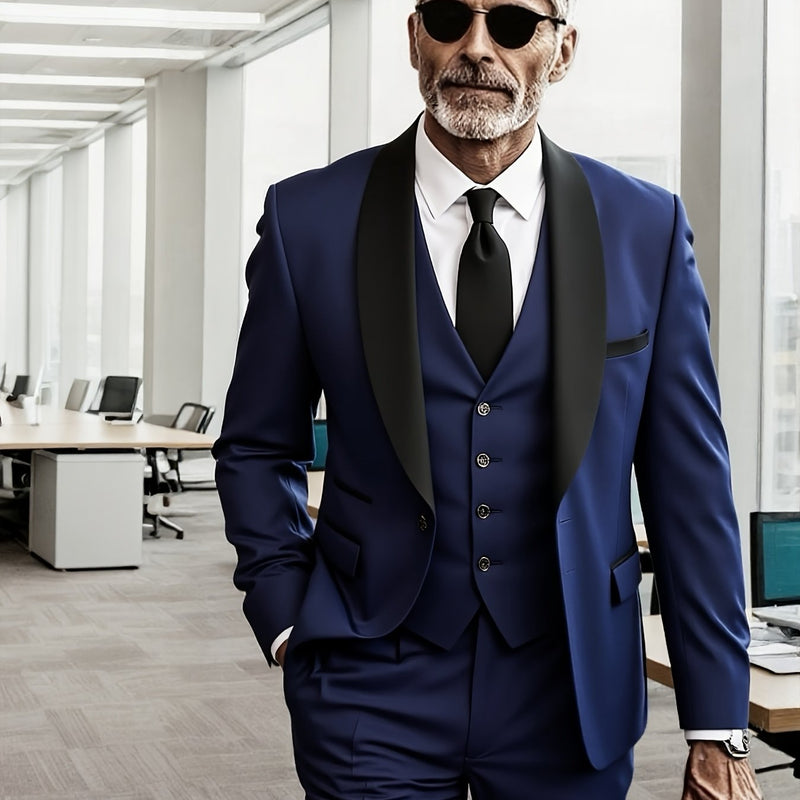 Men's 3pcs Suit- Slim Fit Tuxedo Set for Weddings& Formal Occasions.