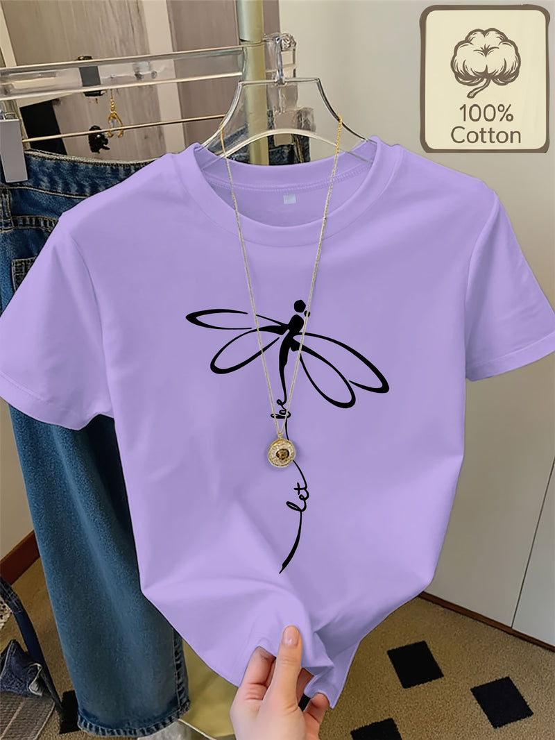 Women's Casual Home Printed Round Neck Pure Short Sleeve.