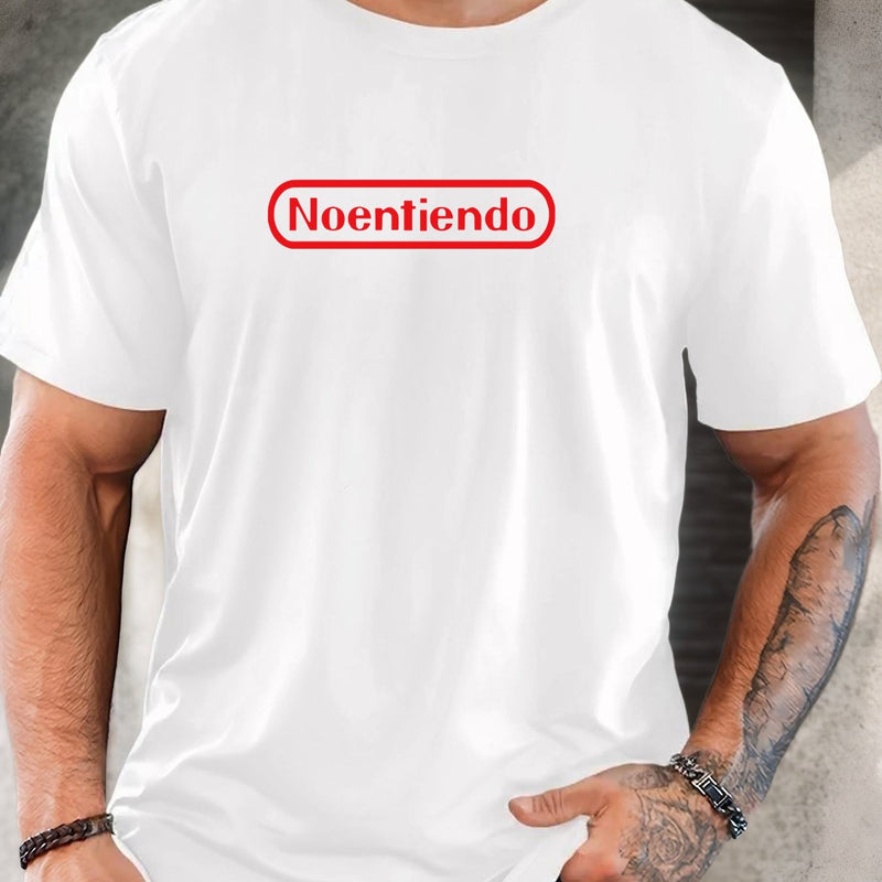 Men's Spanish "No Entiendo" Print Solid Color Casual T-Shirt.