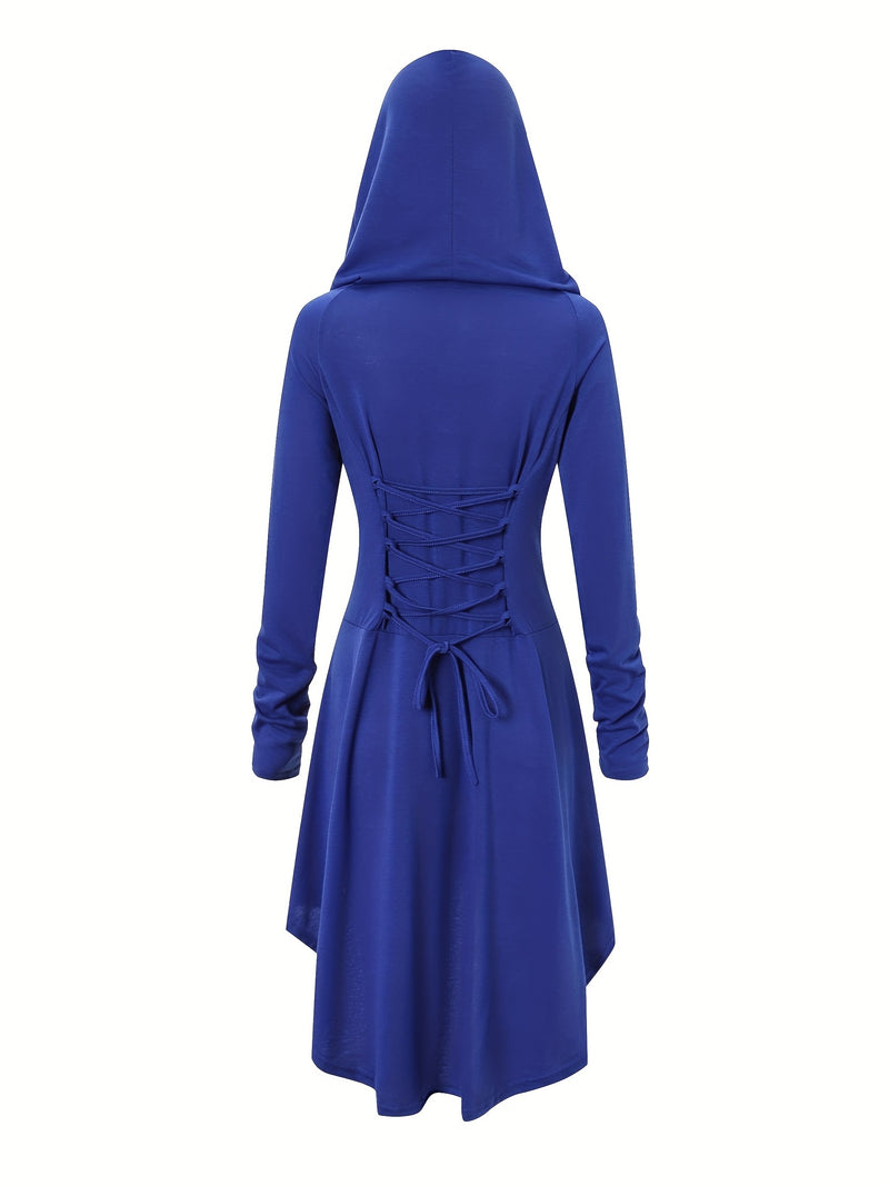 Women's Solid Color Tie-Up Asymmetrical Dress.