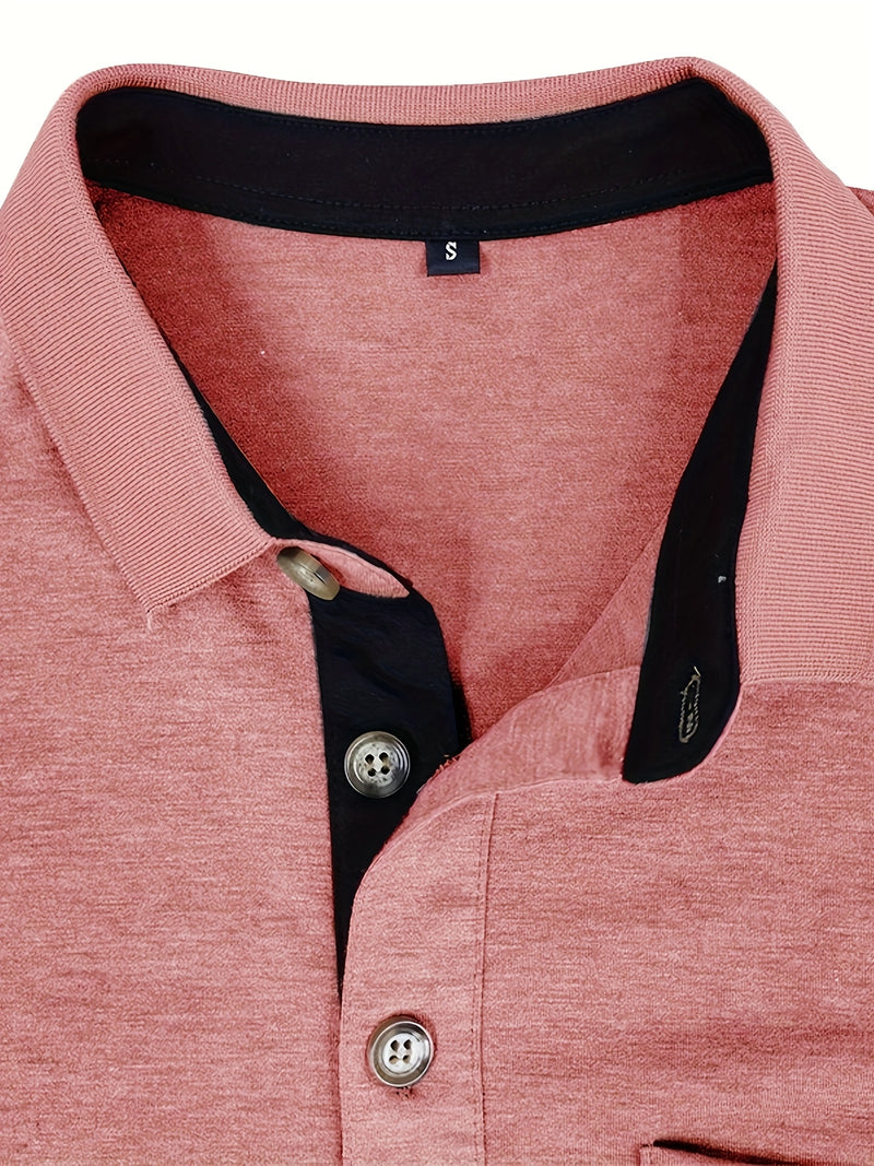 Men's Plaid Collar Pocket T-shirt.
