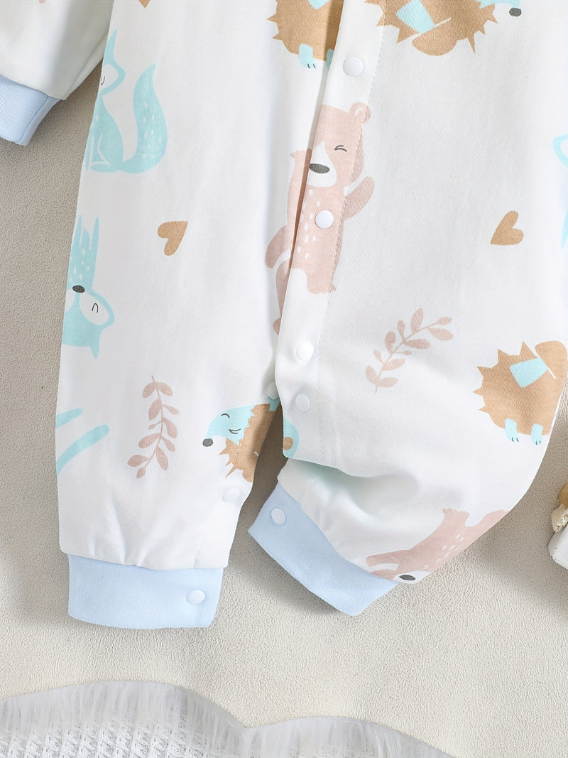 1pc Long Sleeve Knitted Bodysuit with Full Print.