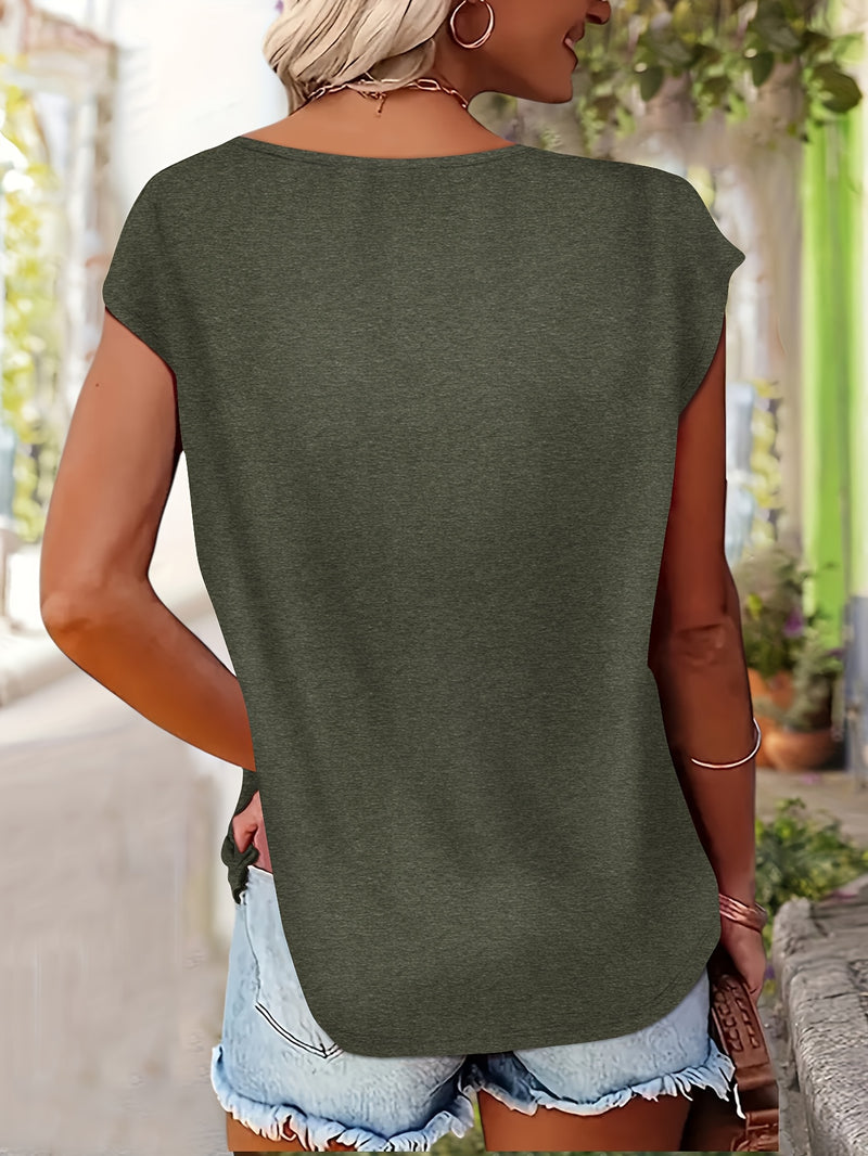 Women's Casual V-Neck Short Sleeve T-Shirt.