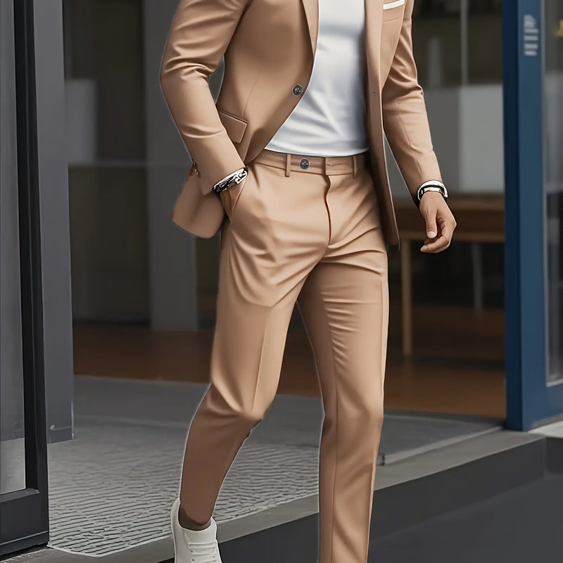 2pcs Classic Suit Set - Men'S Dress Attire - Premium Quality.