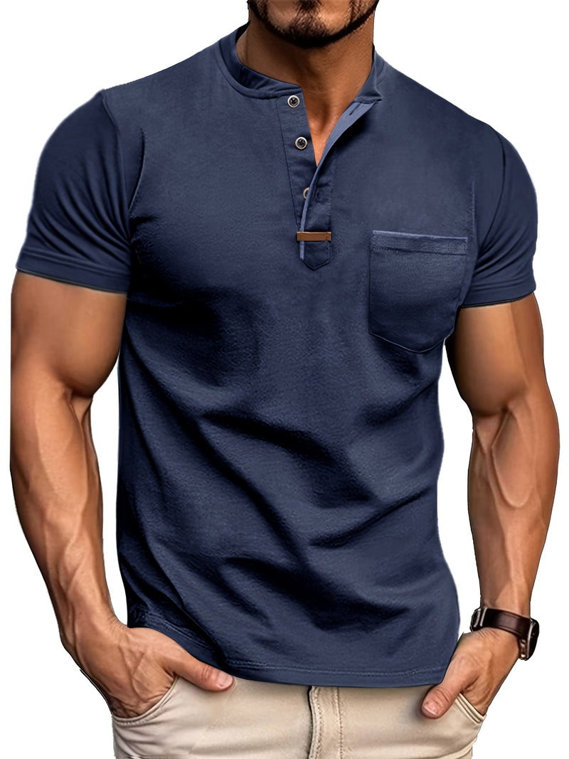 Men's Crewneck Short-sleeve T-shirt, Casual Summer Vacation.