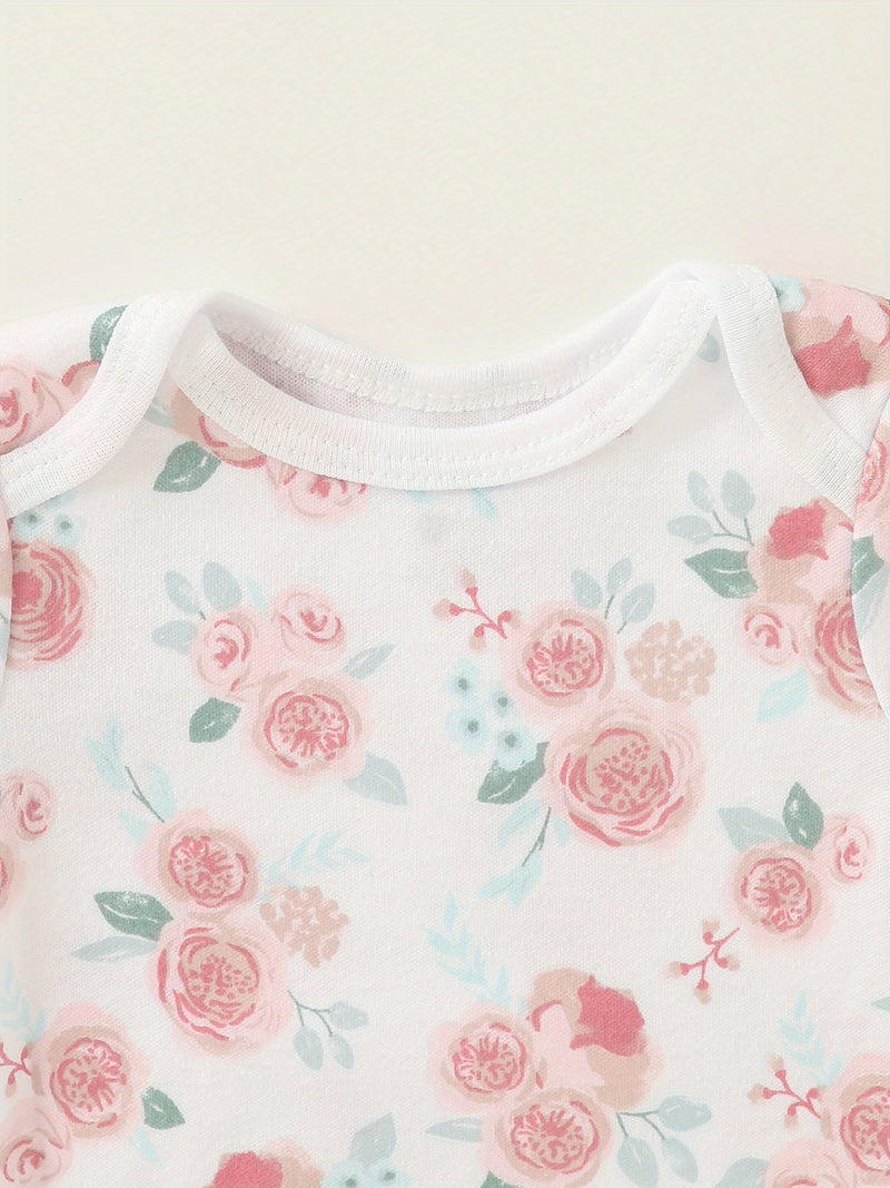 10pcs Newborn Baby Girl Romper with Letter Embroidery.