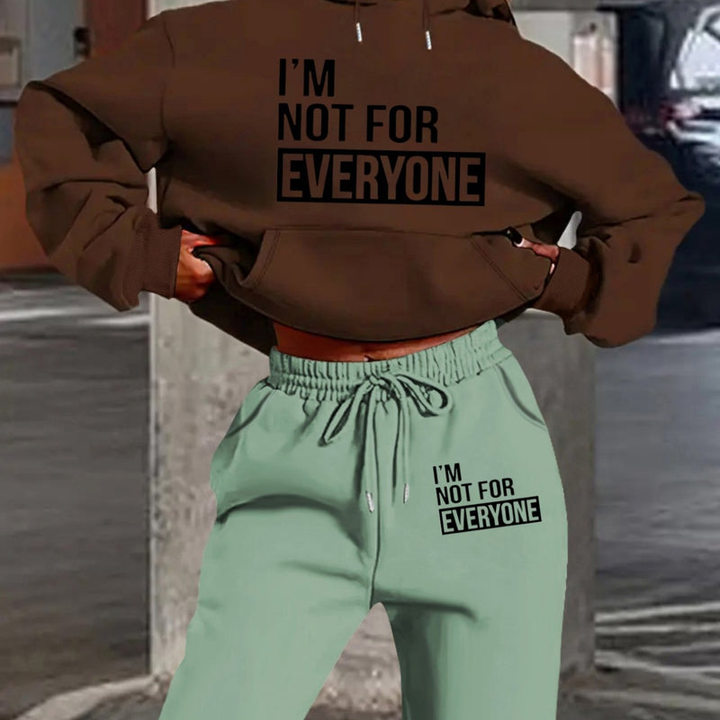 Women's European and American Fashion -Lined Hooded Sweatshirt and Pants.