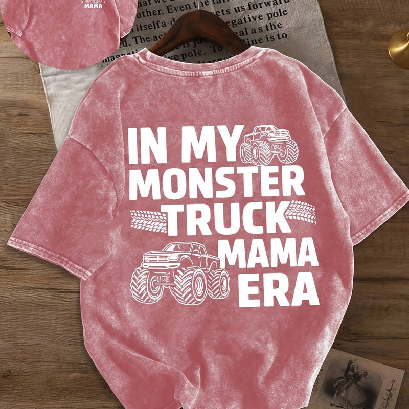 Women's Vintage "In My Monster Truck Mama Era" Graphic T-Shirt.